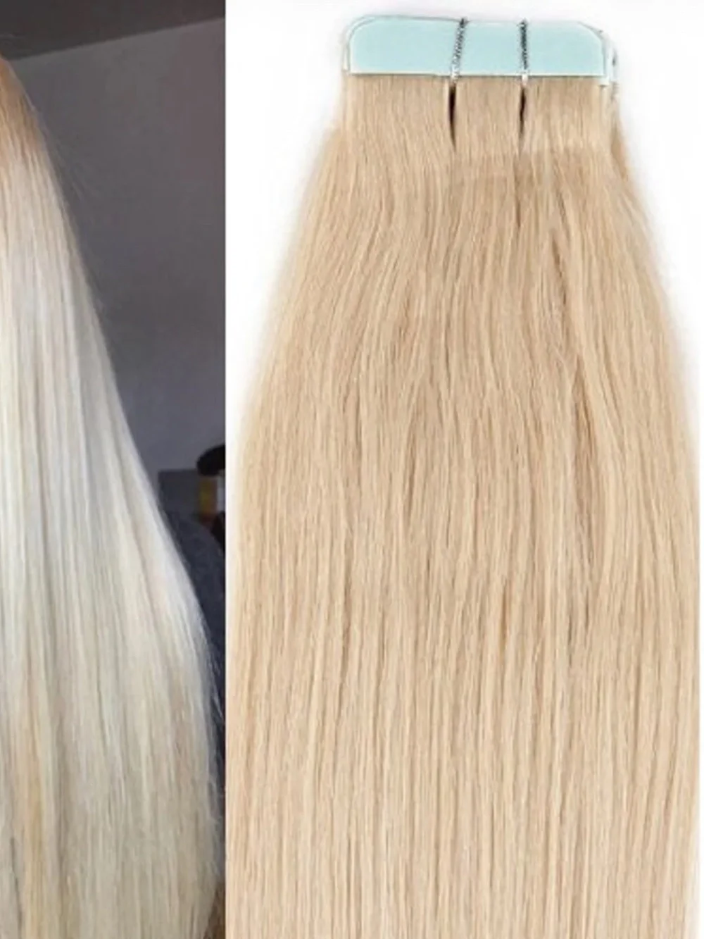 20in platinum blonde tape in extensions 50g 100% human hair